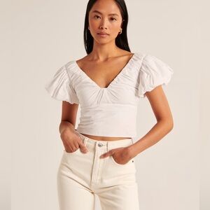 Abercrombie & Fitch Puff Sleeve Poplin Top